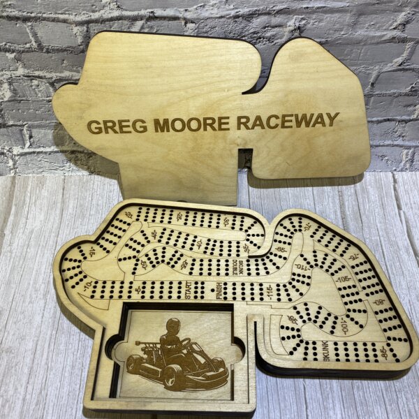 Greg Moore Raceway cribbage board
