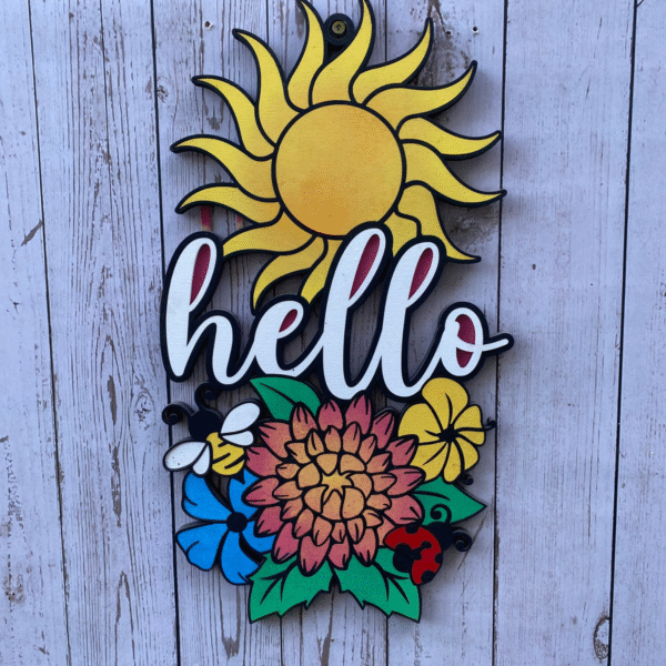 Sunflower hello sign