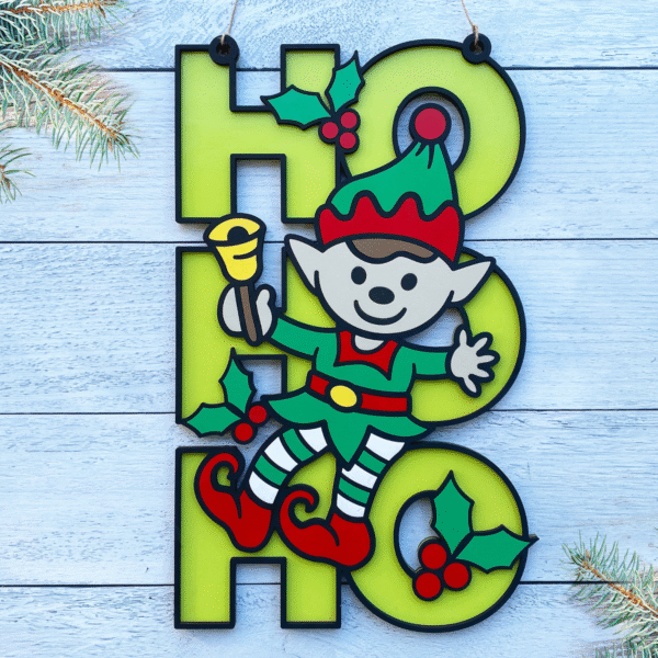 HO HO HO elf Christmas sign