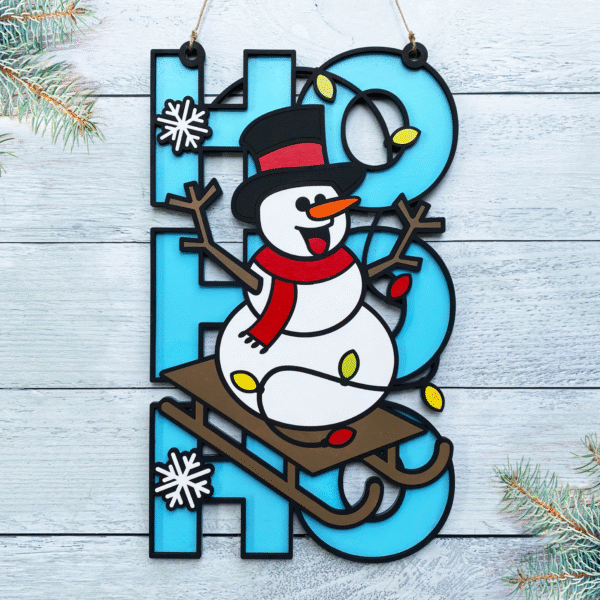HO HO HO snowman Christmas sign